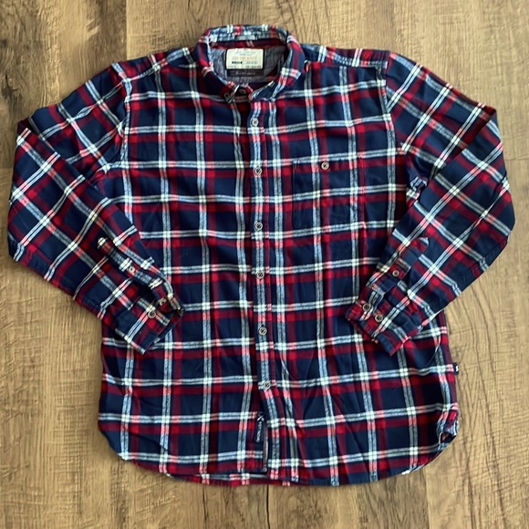 Plaid On The Road Men’s button down casual cotton work Shirt Slim fit Size XL 44 - Picture 1 of 10